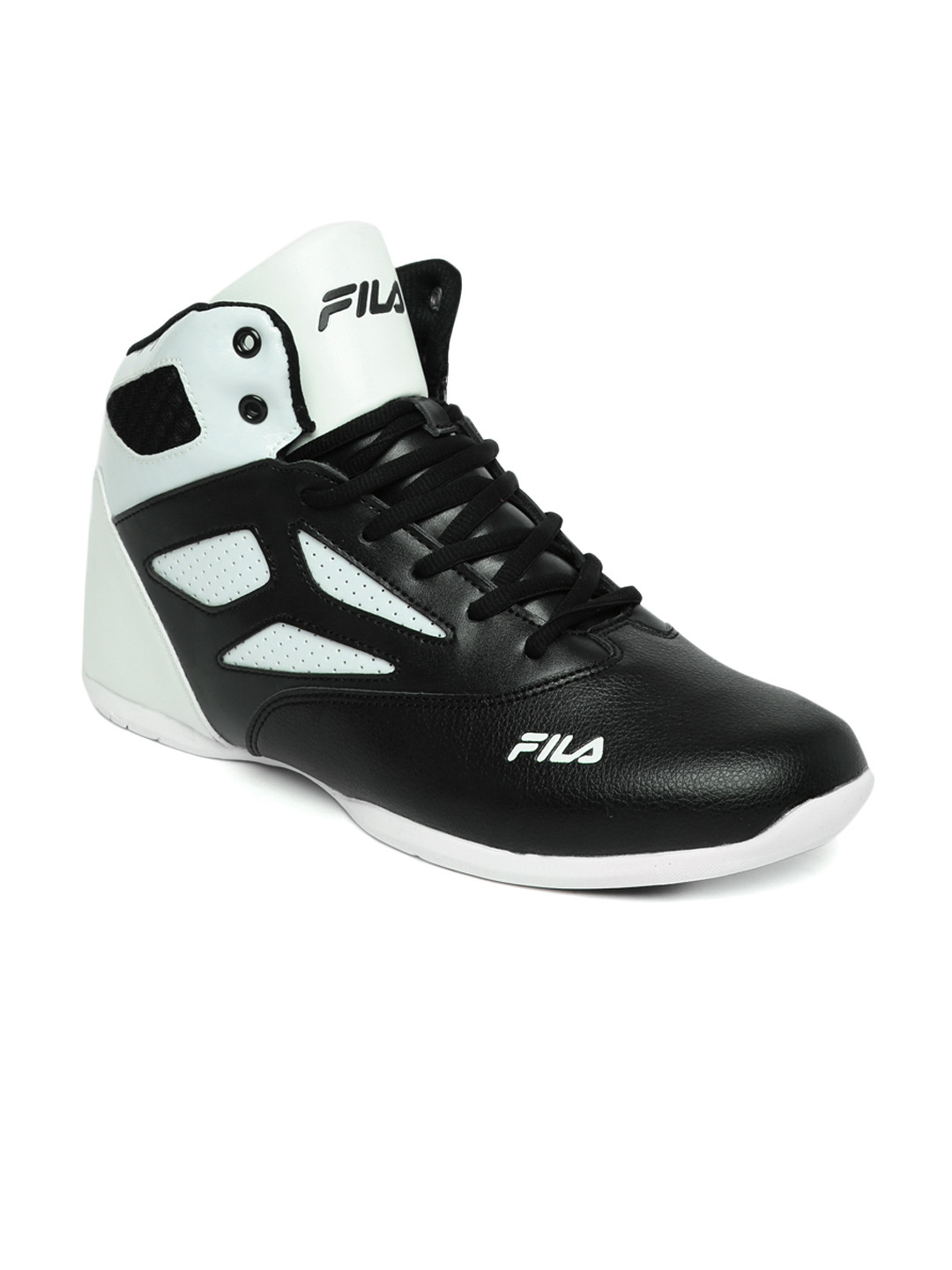 Buy FILA Men Black & White Rim Loop Perforated High Top Basketball