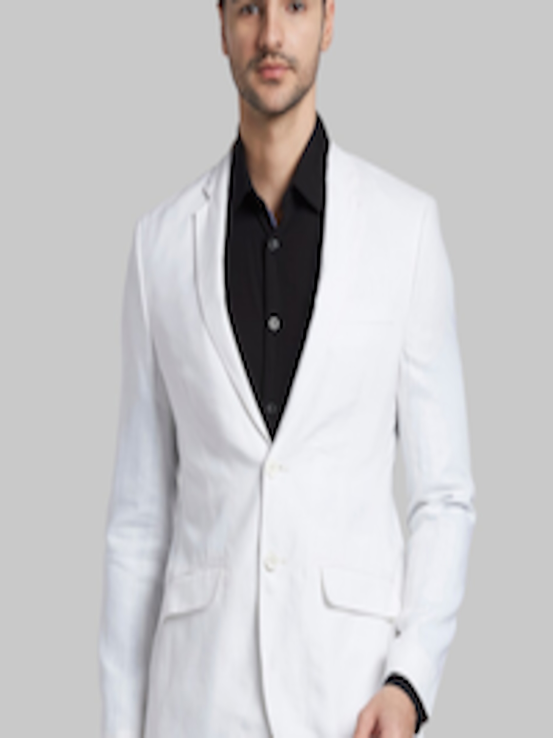Buy Parx Men White Solid Single Breasted Linen Formal Blazer - Blazers ...