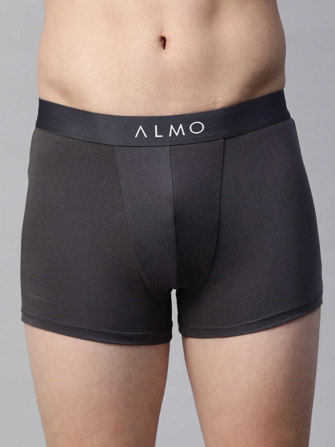Buy Almo Wear Men Charcoal Grey Solid Slim Fit Anti Microbial Organic ...