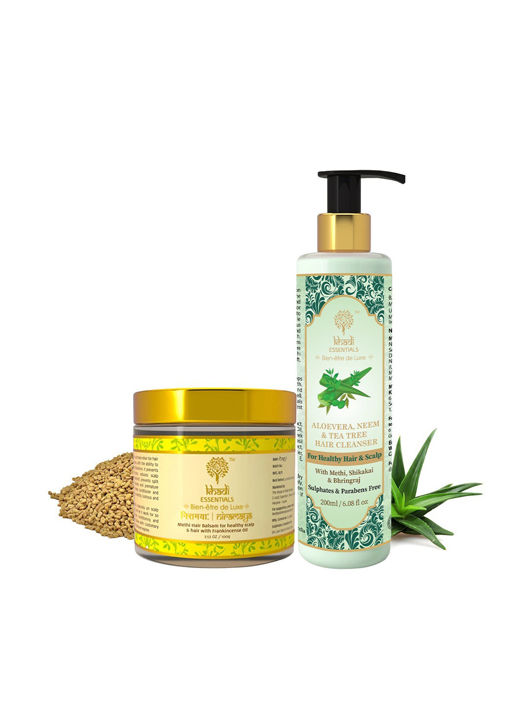 Buy Khadi Essentials Methi, Tea Tree Shampoo & Methi Hair Mask For Anti