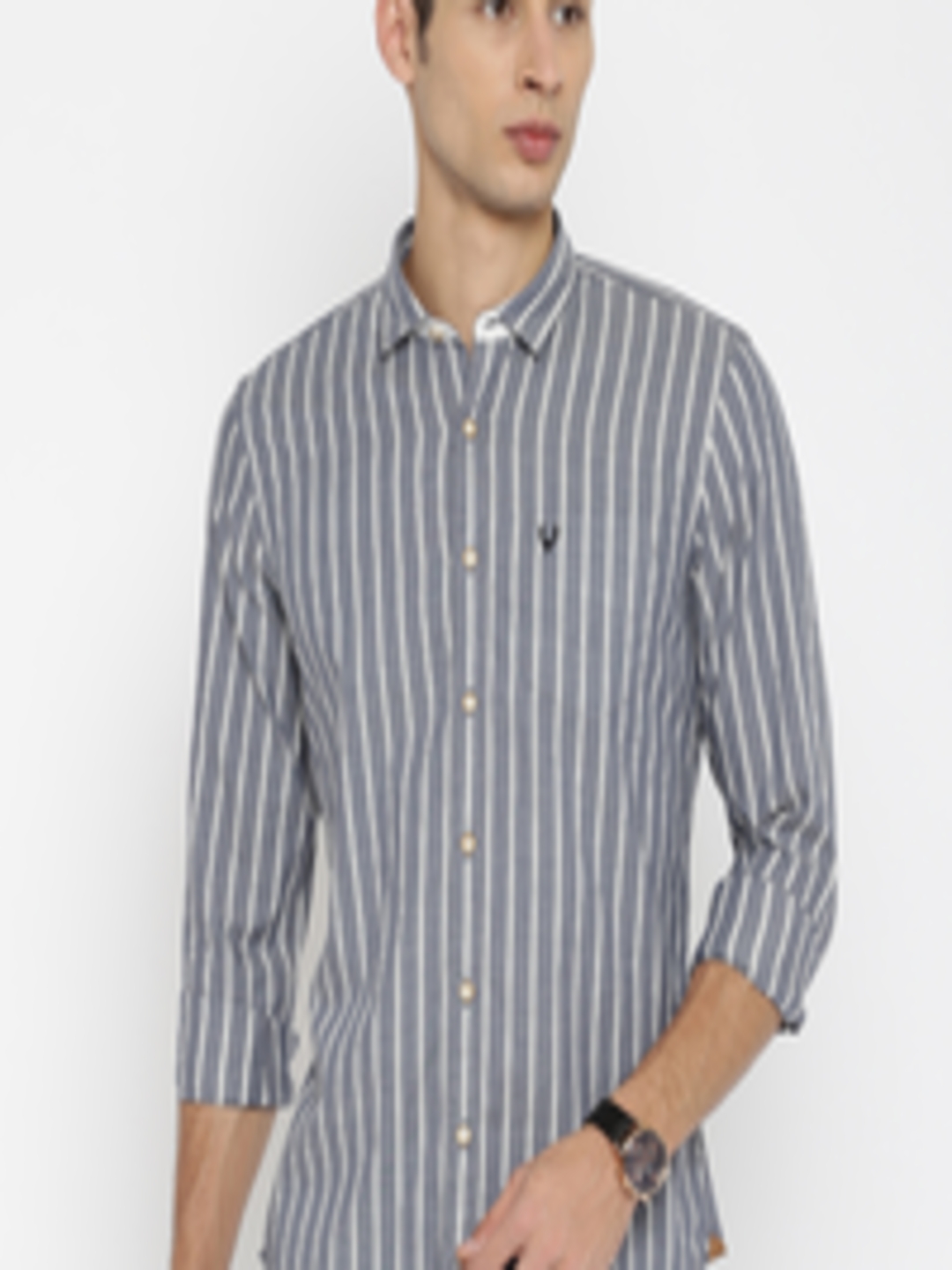Buy Allen Solly Blue Striped Custom Fit Casual Shirt - Shirts for Men ...