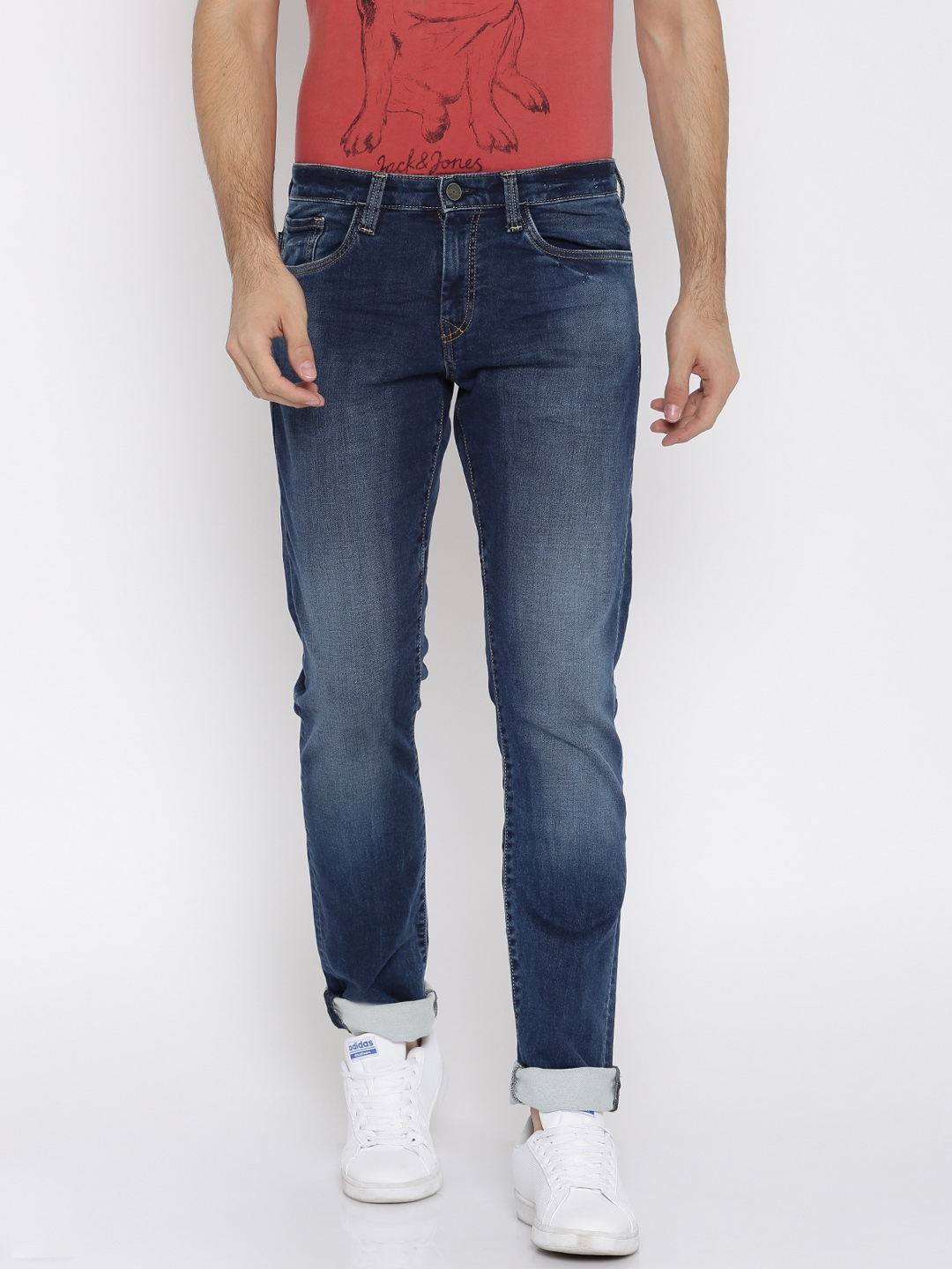Buy Allen Solly Men Blue Tapered Fit Stretchable Jeans - Jeans for Men ...