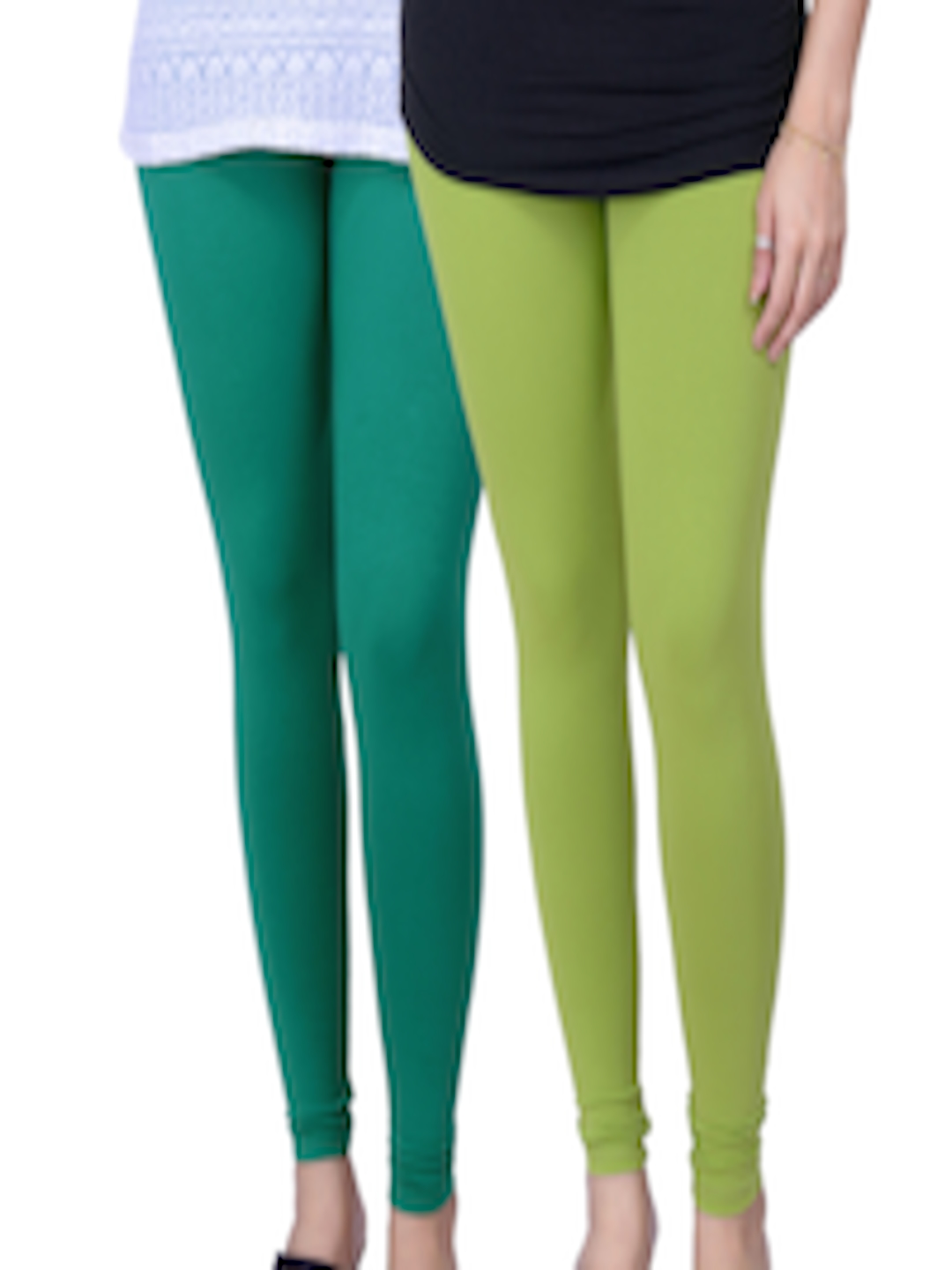 Buy LYRA Pack Of 2 Green Ankle Length Leggings - Leggings for Women ...