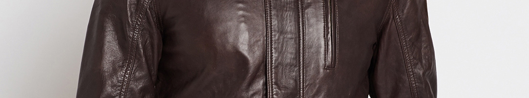 Buy U.S. Polo Assn. Denim Co. Men Brown Solid Leather Jacket - Jackets ...
