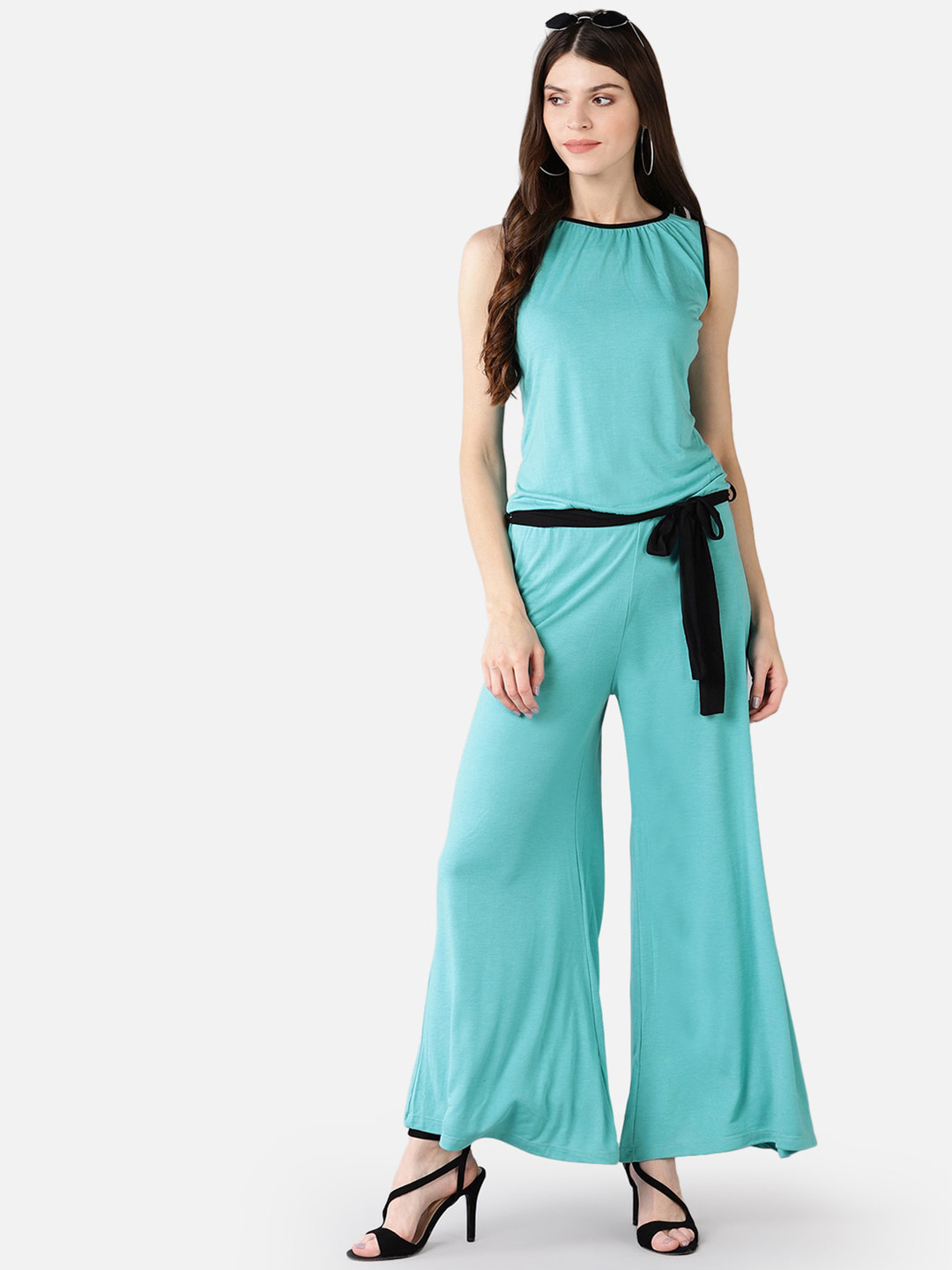 Buy FIVE STONES Turquoise Blue Basic Jumpsuit Jumpsuit for Women