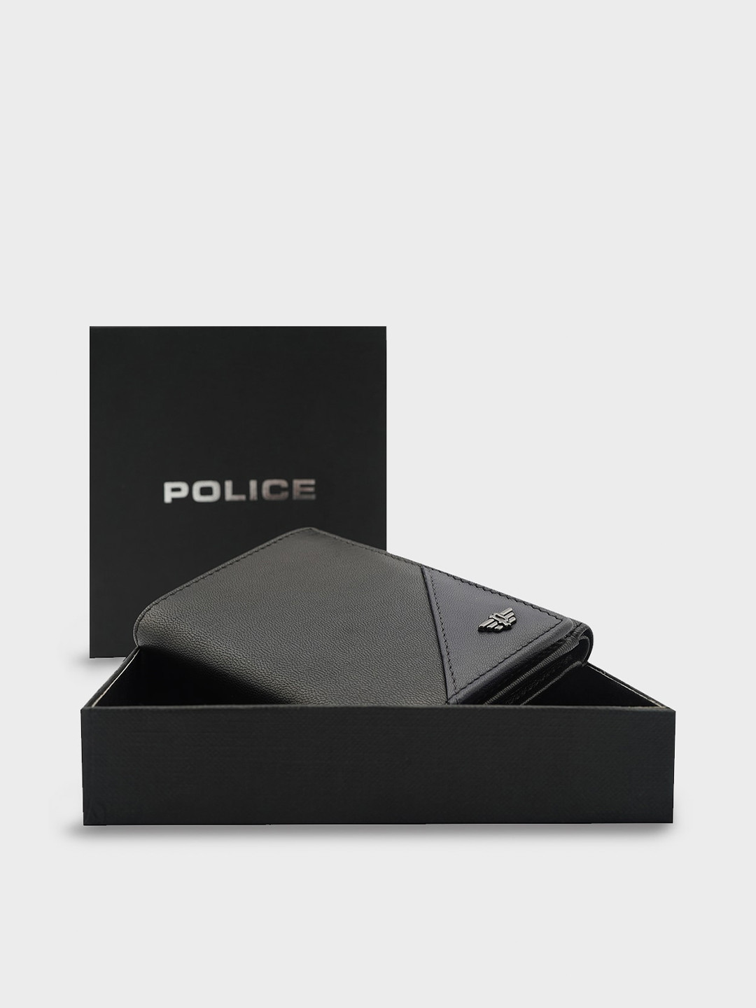 Buy Police Men Black Solid Leather Three Fold Wallet Wallets for Men