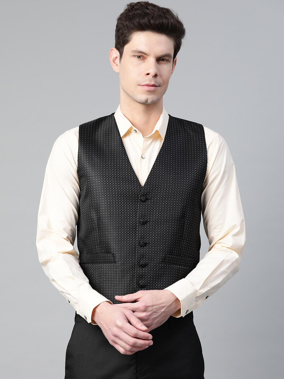 Buy Marks & Spencer Mens Black Solid Waistcoat Waistcoat for Men