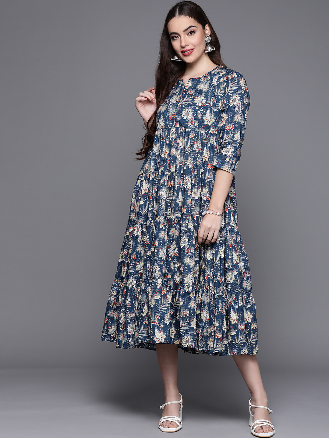 Buy Biba Blue Floral Midi Dress Dresses for Women 14844994 Myntra
