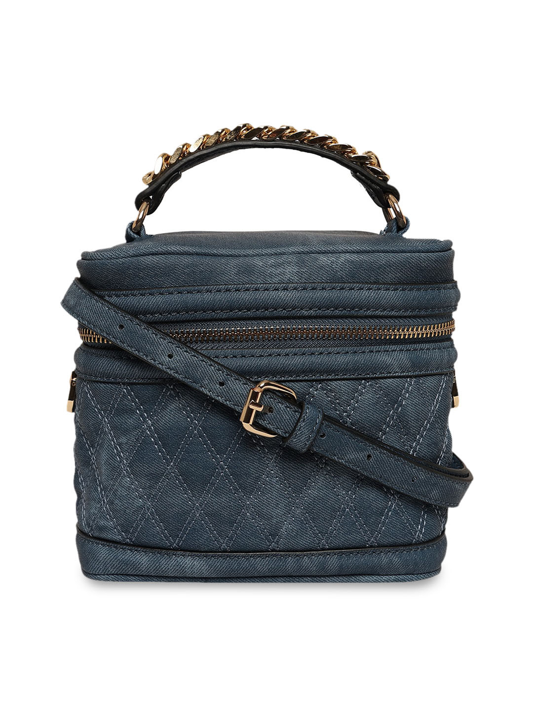 Buy ALDO Blue Textured PU Structured Sling Bag Handbags for Women