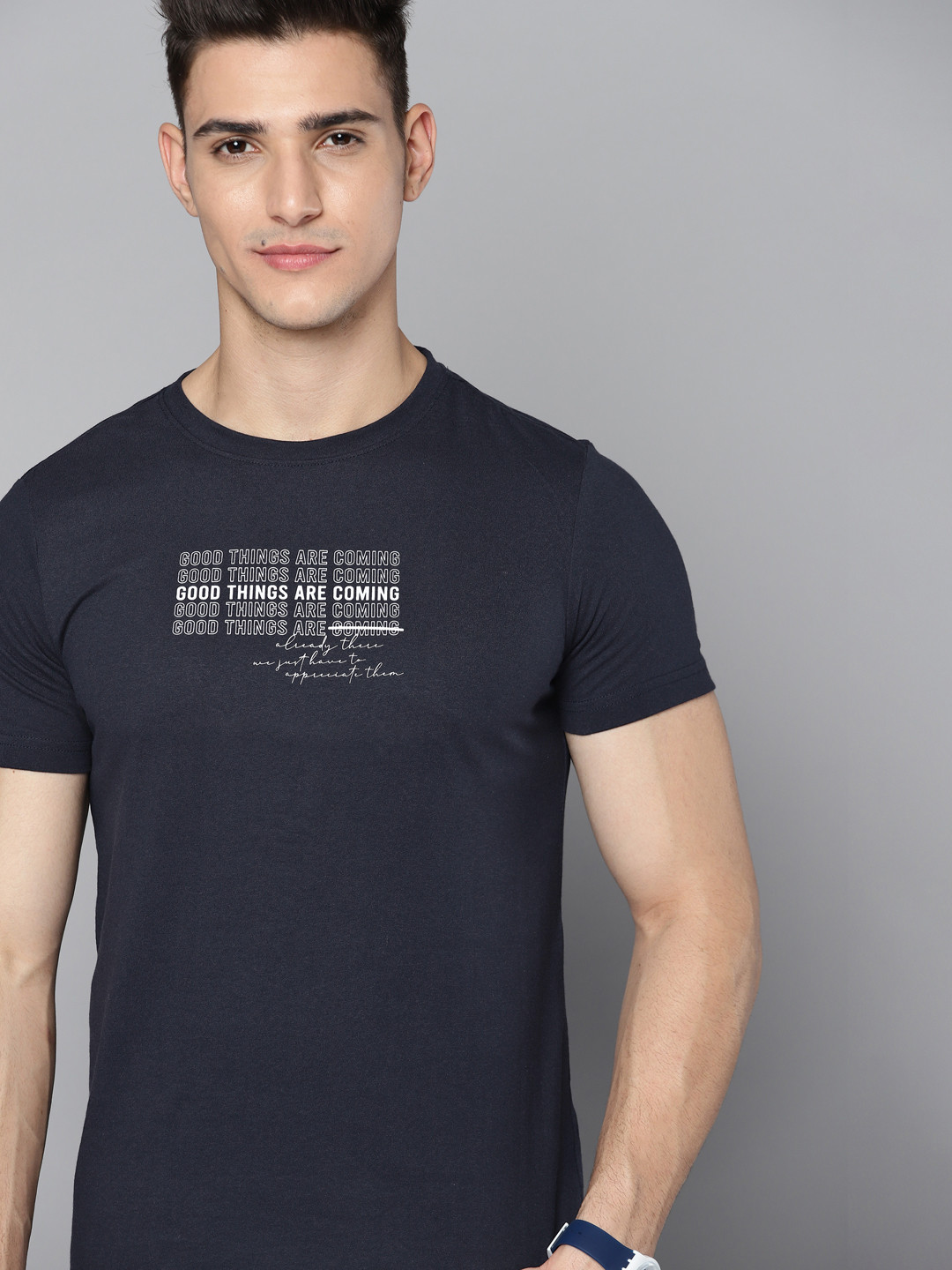 Buy M&H Our Water Men Navy Blue Printed Sustainable T Shirt Tshirts