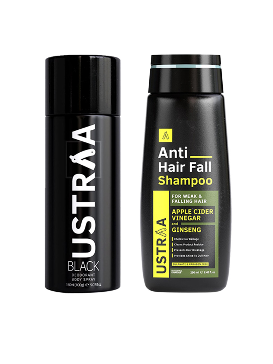Buy Ustraa Men Anti Hair Fall Shampoo & Black Deodorant Spray Shampoo