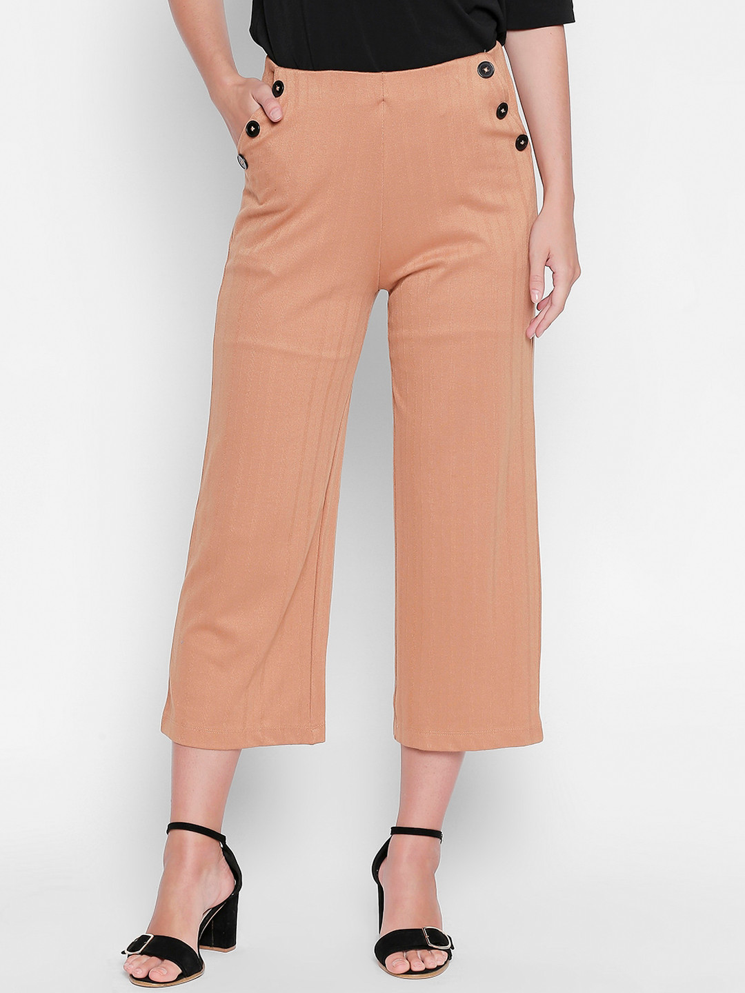 Buy Annabelle By Pantaloons Women Beige & Black Cropped Culottes