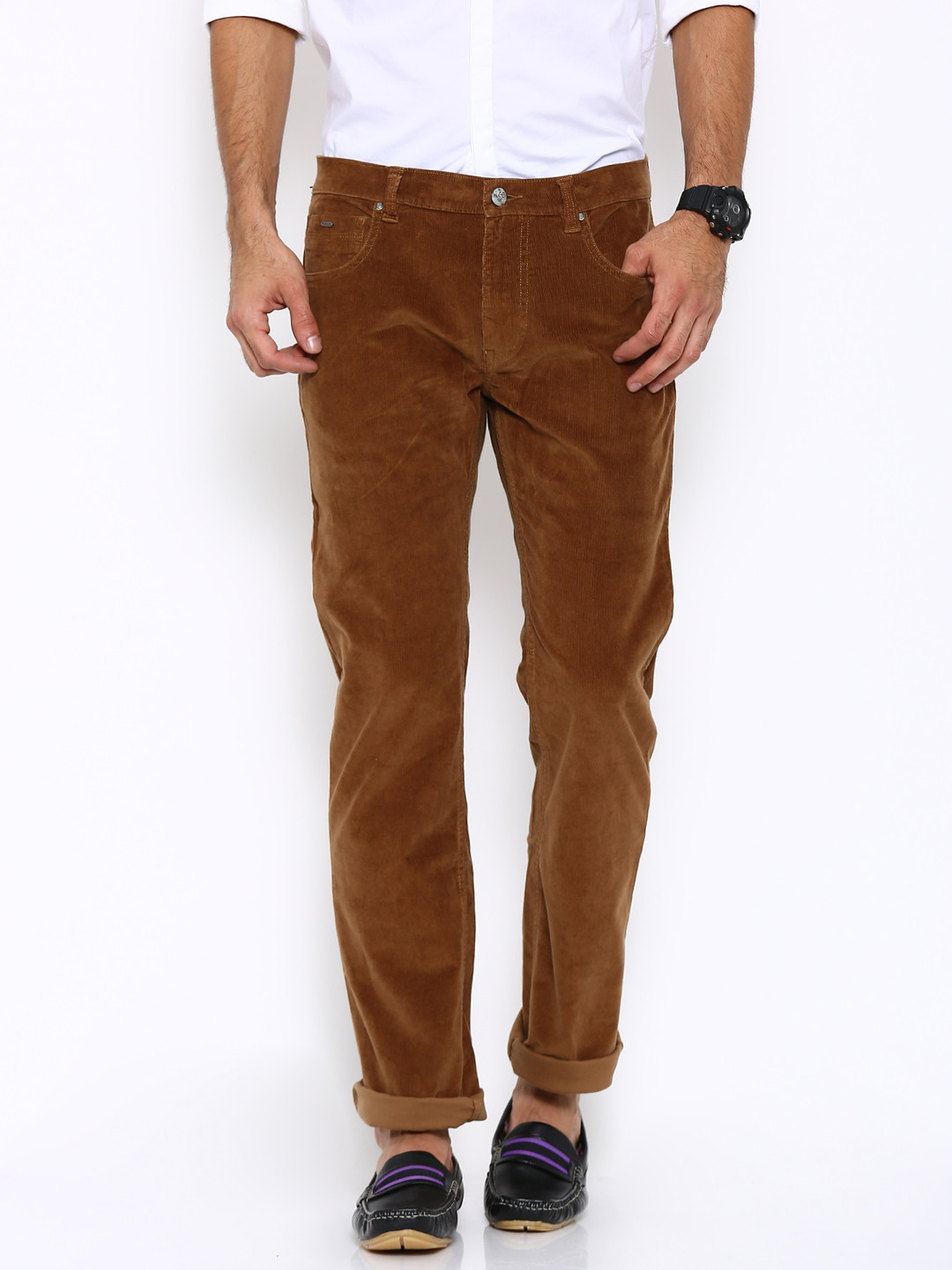 Buy Lee Men Brown Corduroy Trousers - Trousers for Men 1485393 | Myntra