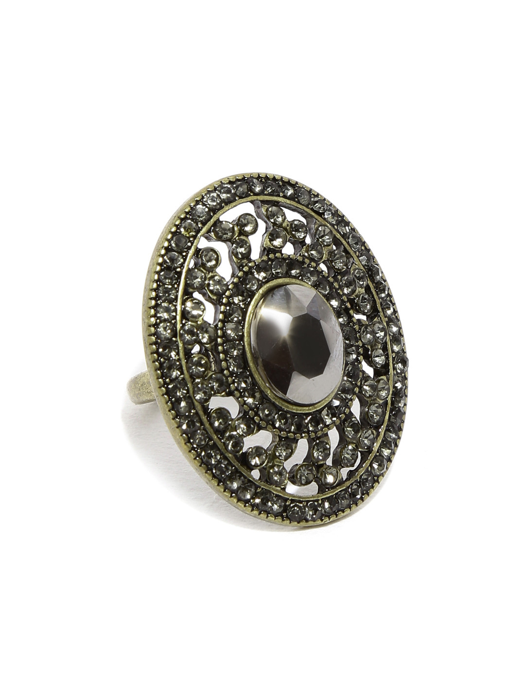 Buy Accessorize Black Oval Stone Studded Ring Ring for Women 1486148