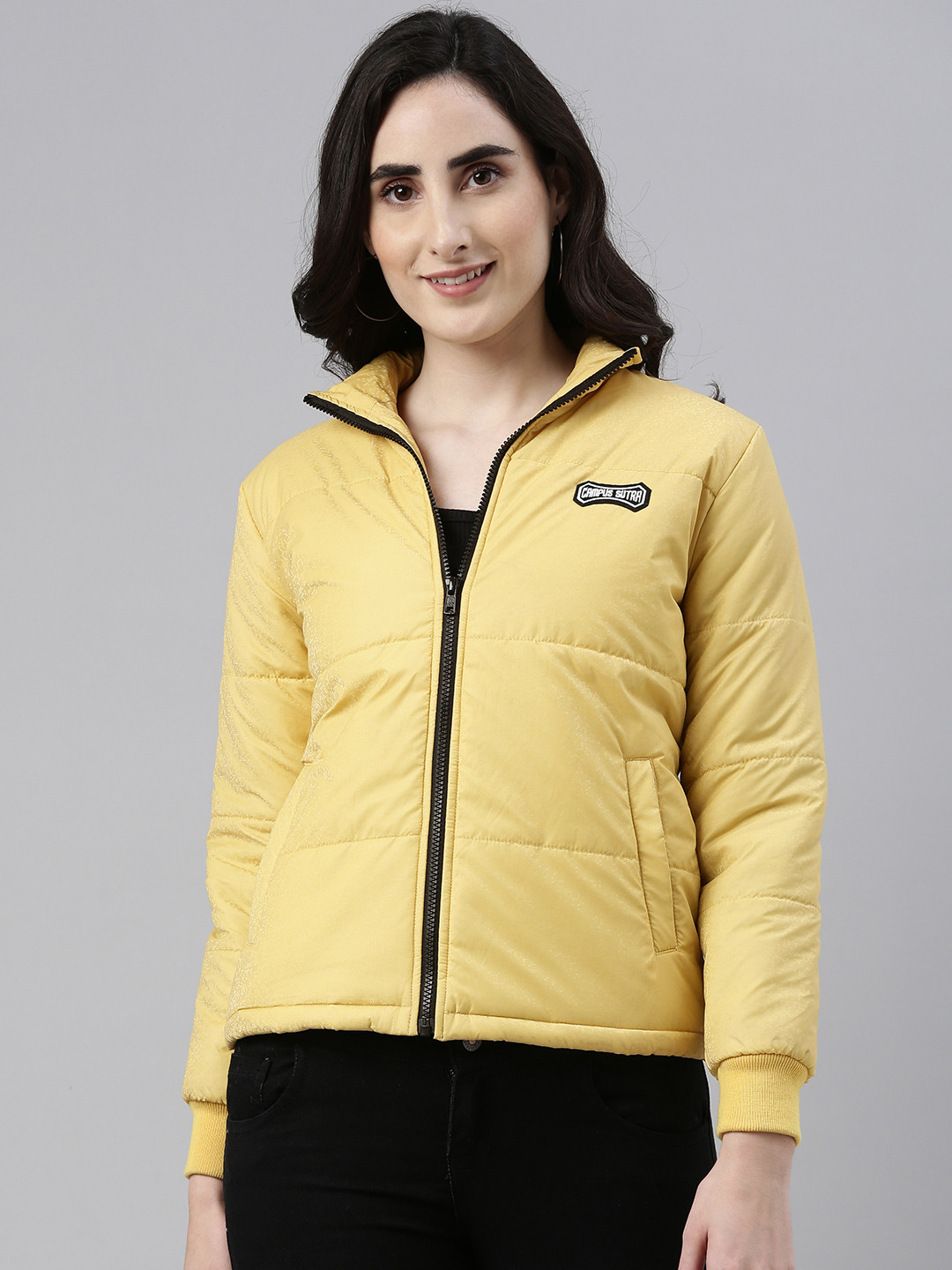 Buy Campus Sutra Women Yellow Windcheater Outdoor Padded Jacket