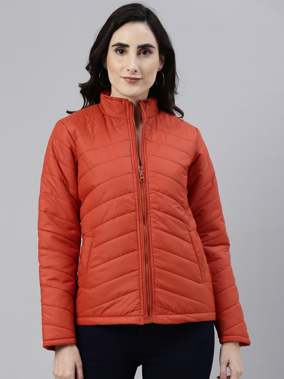 Buy Campus Sutra Women Red Windcheater Outdoor Padded Jacket Jackets