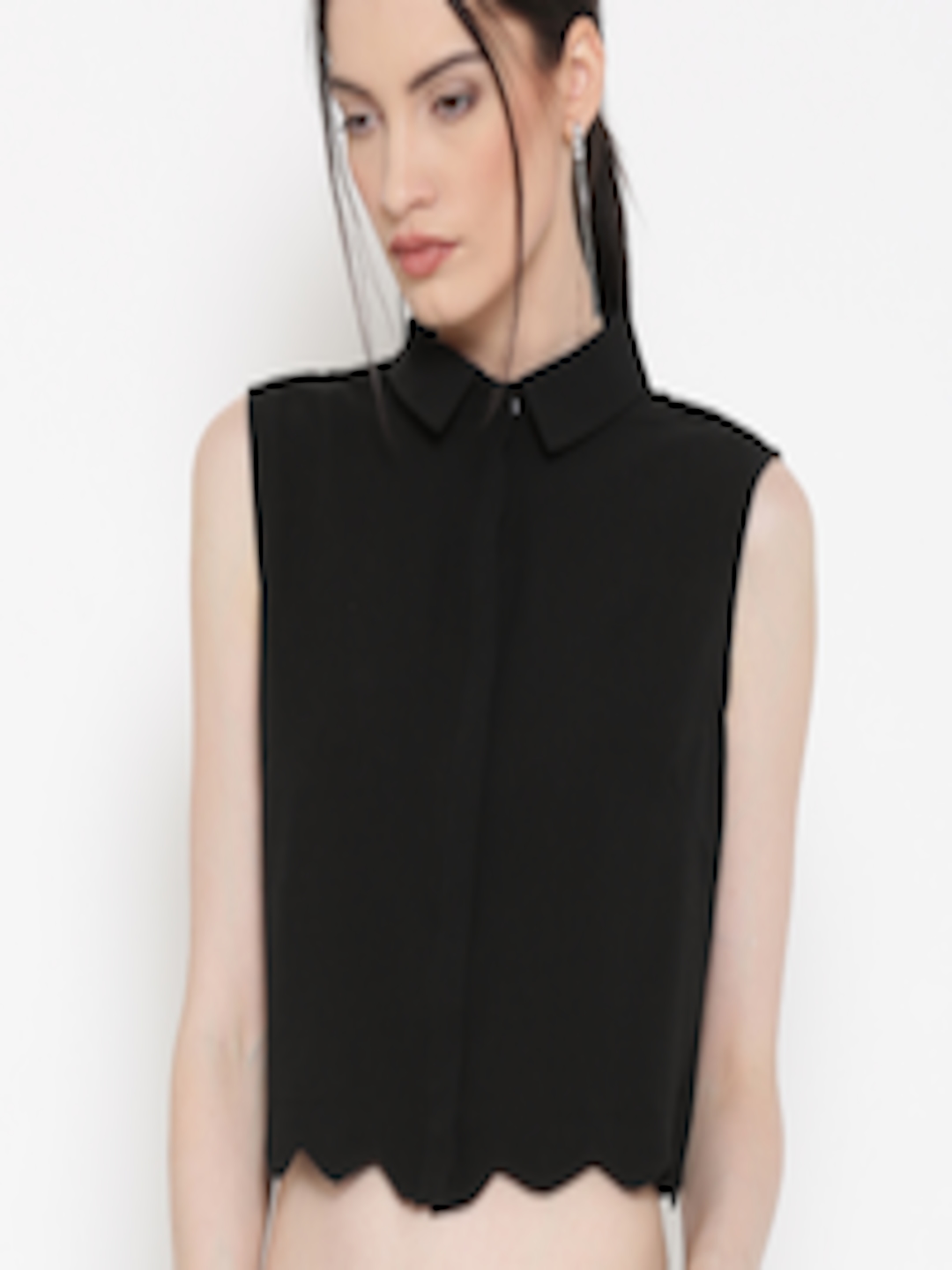 Buy Silvian Heach Women Black Crop Casual Shirt - Shirts for Women ...