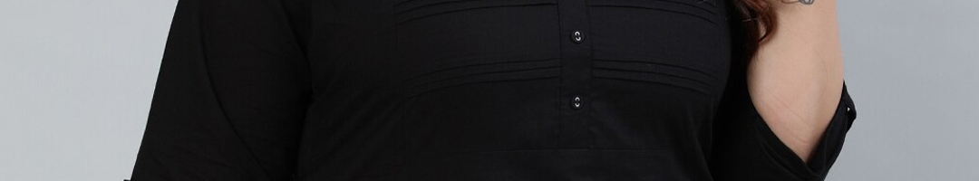 Buy Nayo Women Black Solid Pleated Plus Size Tunic - Tunics for Women ...