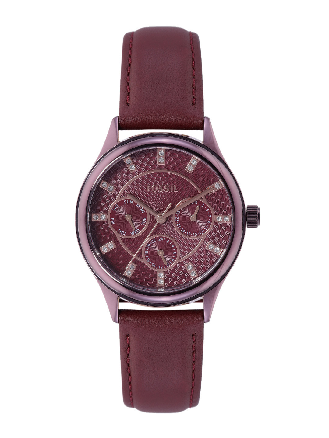 Buy Fossil Women Maroon Modern Sophisticate Leather Straps Analogue