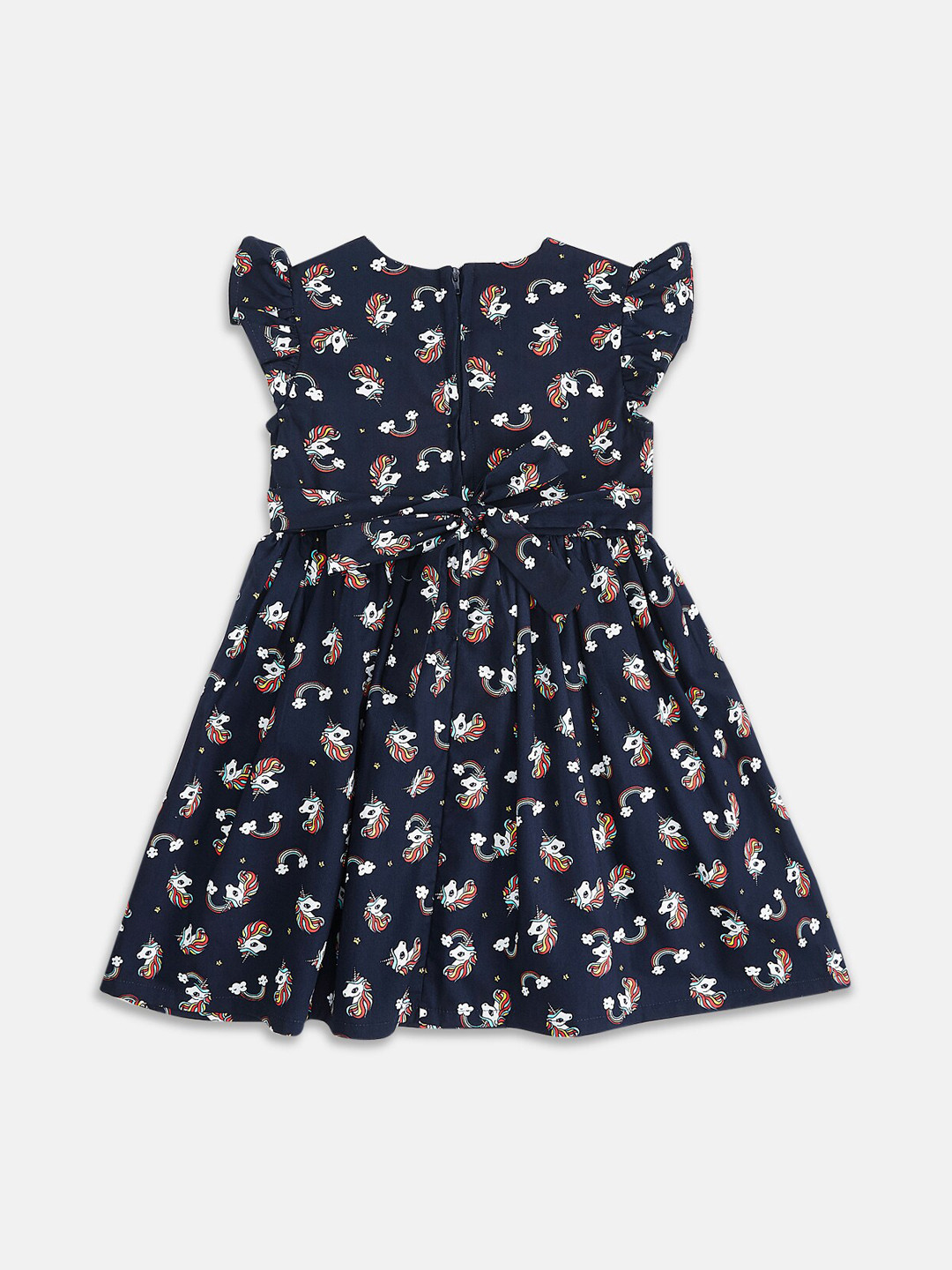 Buy Pantaloons Junior Girls Navy Blue Printed Fit & Flare Cotton Dress