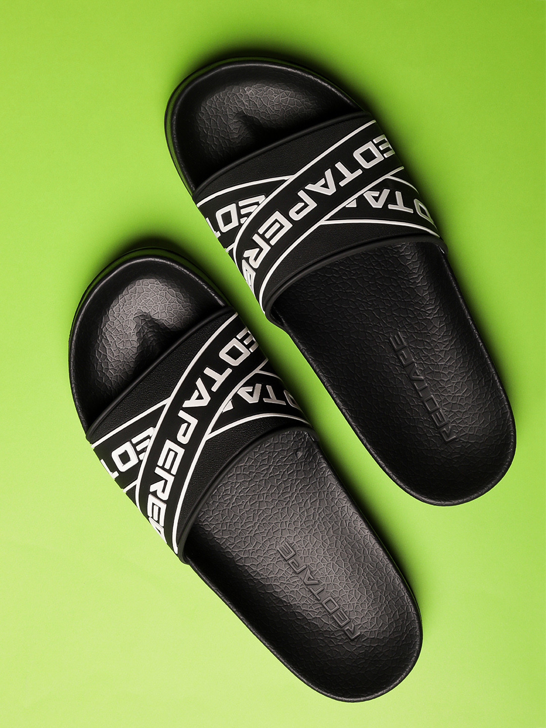 Buy Red Tape Men Black & White Printed Sliders - Flip Flops for Men