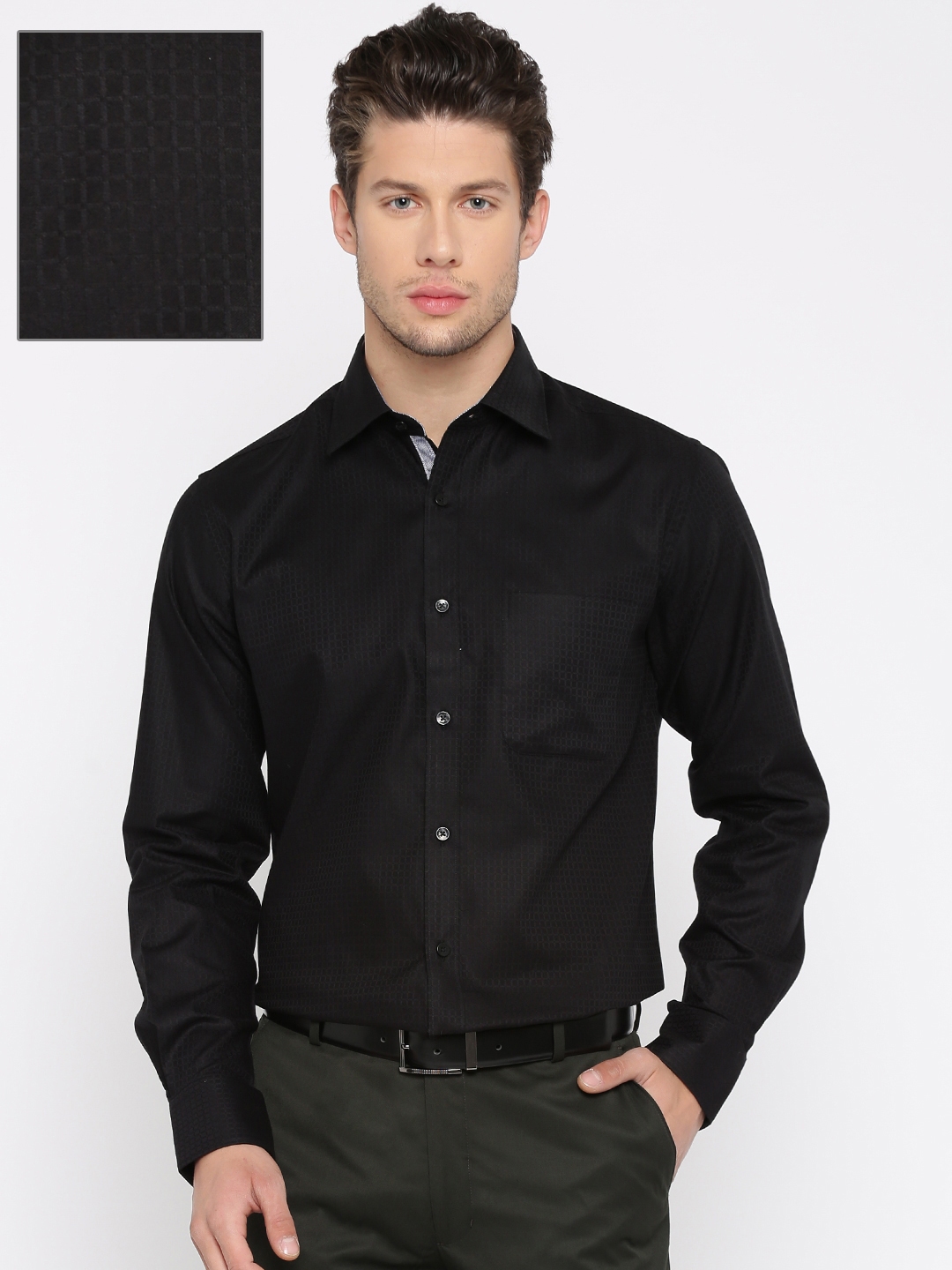 Buy Raymond Men Black Slim Fit Formal Shirt - Shirts for Men 1488559 ...