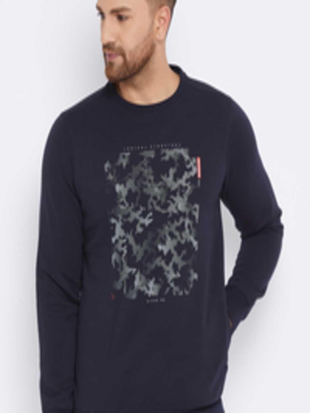 Buy 98 Degree North Men Navy Blue Printed Sweatshirt - Sweatshirts for ...