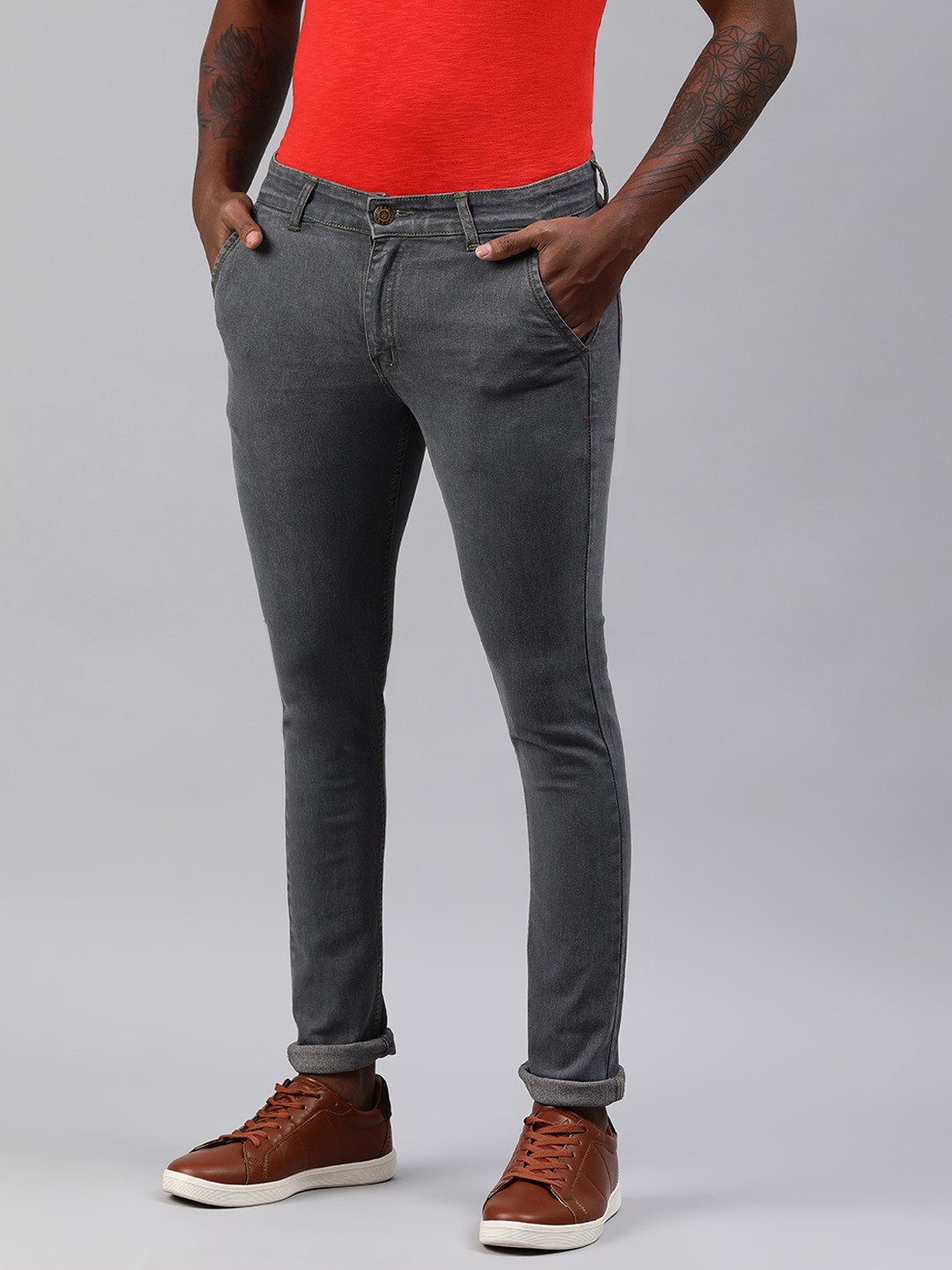 Buy Urbano Fashion Men Grey Mid Rise Slim Fit Clean Look Jeans Jeans