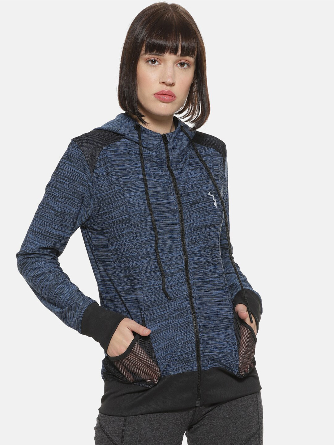 Buy Campus Sutra Women Blue Hooded Sporty Jacket Jackets for Women