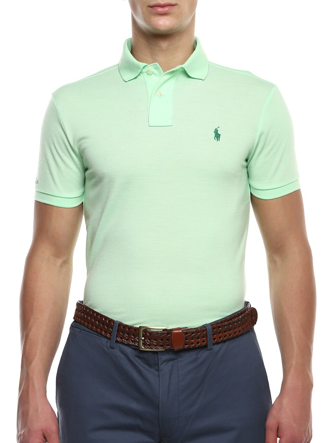 Buy Polo Ralph Lauren Men Lime Green Polo Collar Slim Fit T Shirt