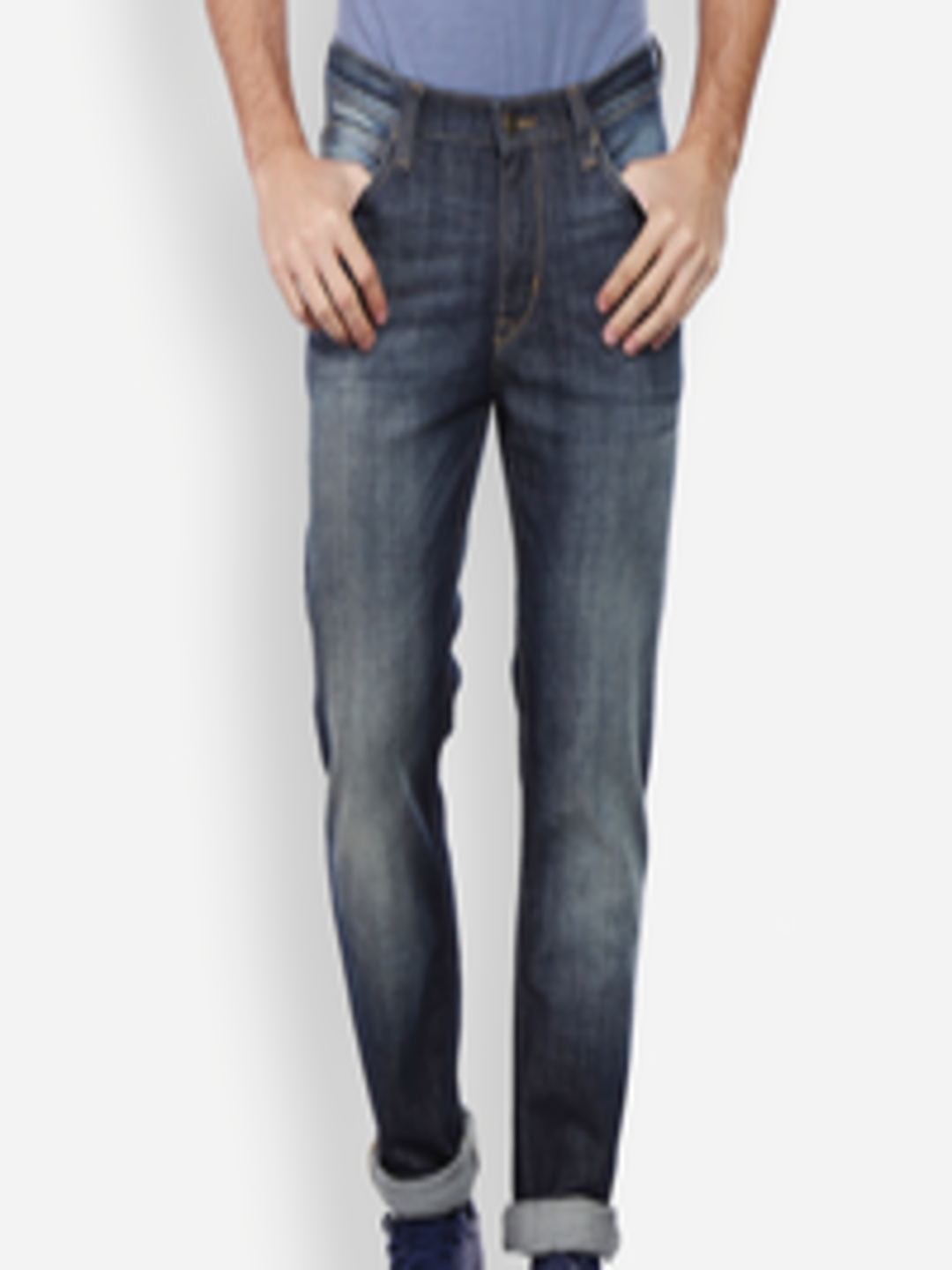 Buy Lee Men Blue Regular Fit Mid Rise Clean Look Jeans - Jeans for Men ...