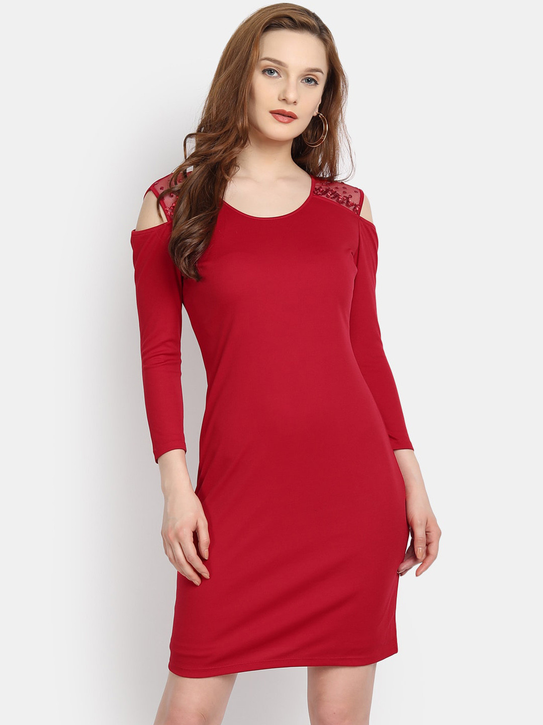 Buy LY2 Red Scuba Sheath Dress Dresses for Women 14895456 Myntra