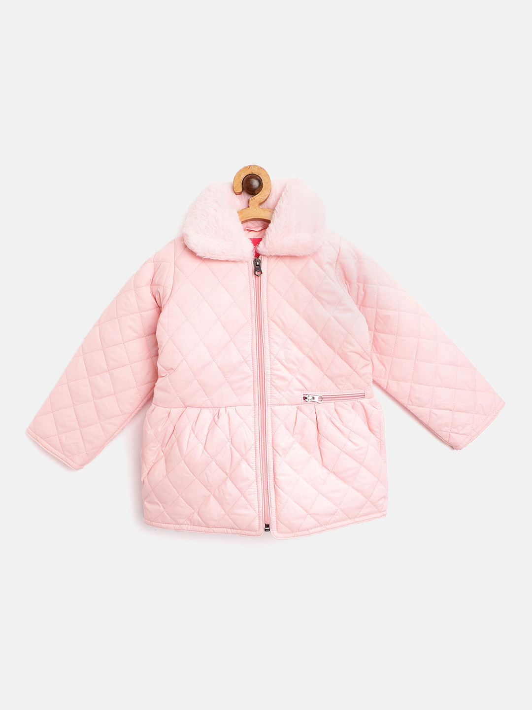 Buy White Snow Girls Pink Quilted Jacket With Faux Fur Trim Jackets