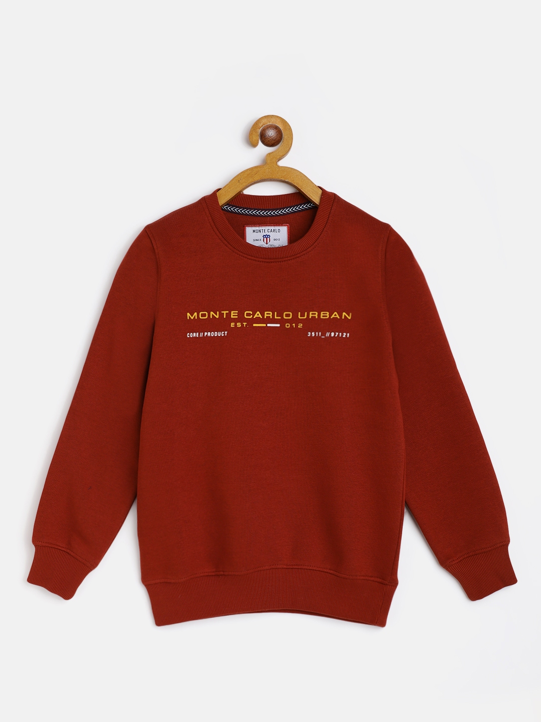 Buy Monte Carlo Boys Maroon Brand Logo Printed Sweatshirt Sweatshirts