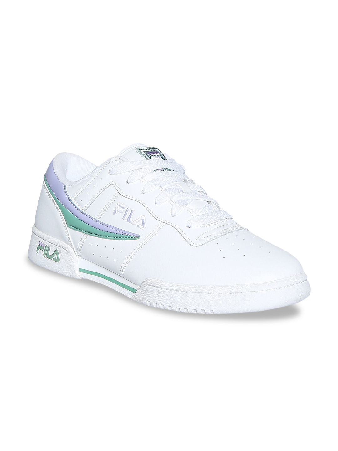 Buy FILA Men White Colourblocked Leather Lace Up Sneakers - Casual ...