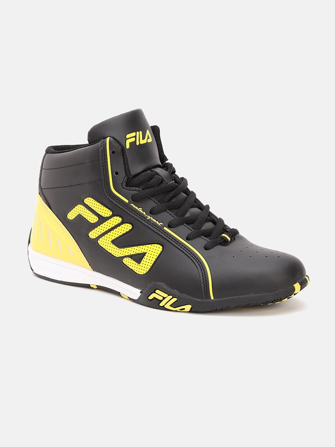 Buy FILA Men Black & Yellow Colourblocked PU Sneakers - Casual Shoes ...