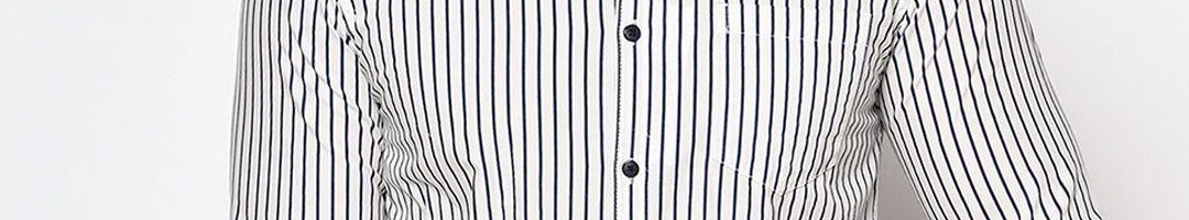 Buy METTLE Men White Striped Casual Shirt - Shirts for Men 14917494 ...