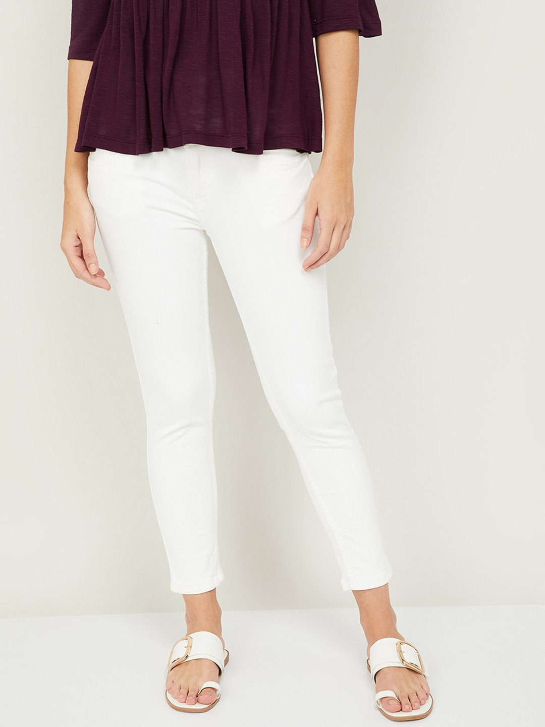 Buy Ginger By Lifestyle Women White Slim Fit High Rise Jeans Jeans