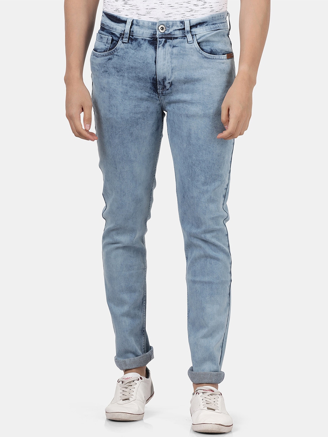 Buy DERBY JEANS COMMUNITY Men Blue Slim Fit Heavy Fade Bleached