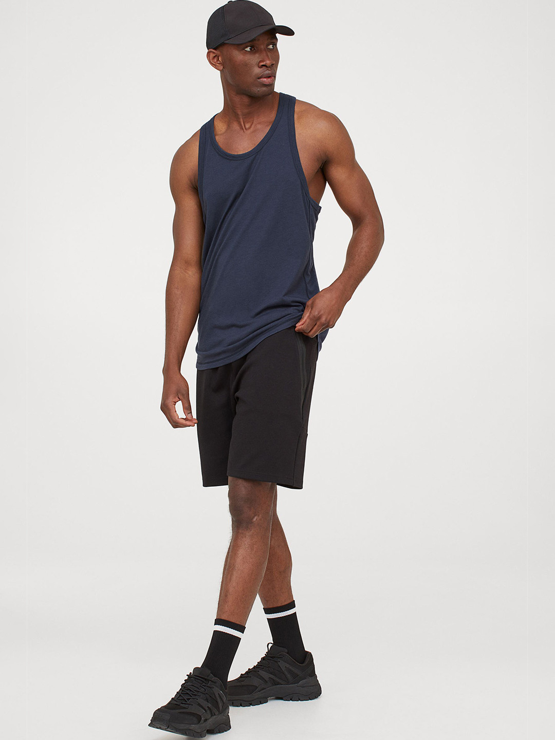 Buy H&M Men Blue Solid Regular Fit Sports Vest Top Tshirts for Men