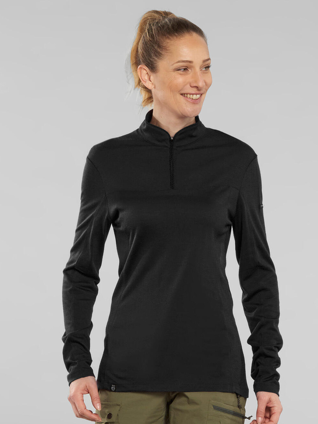 Buy FORCLAZ By Decathlon Women Black High Neck T Shirt Tshirts for