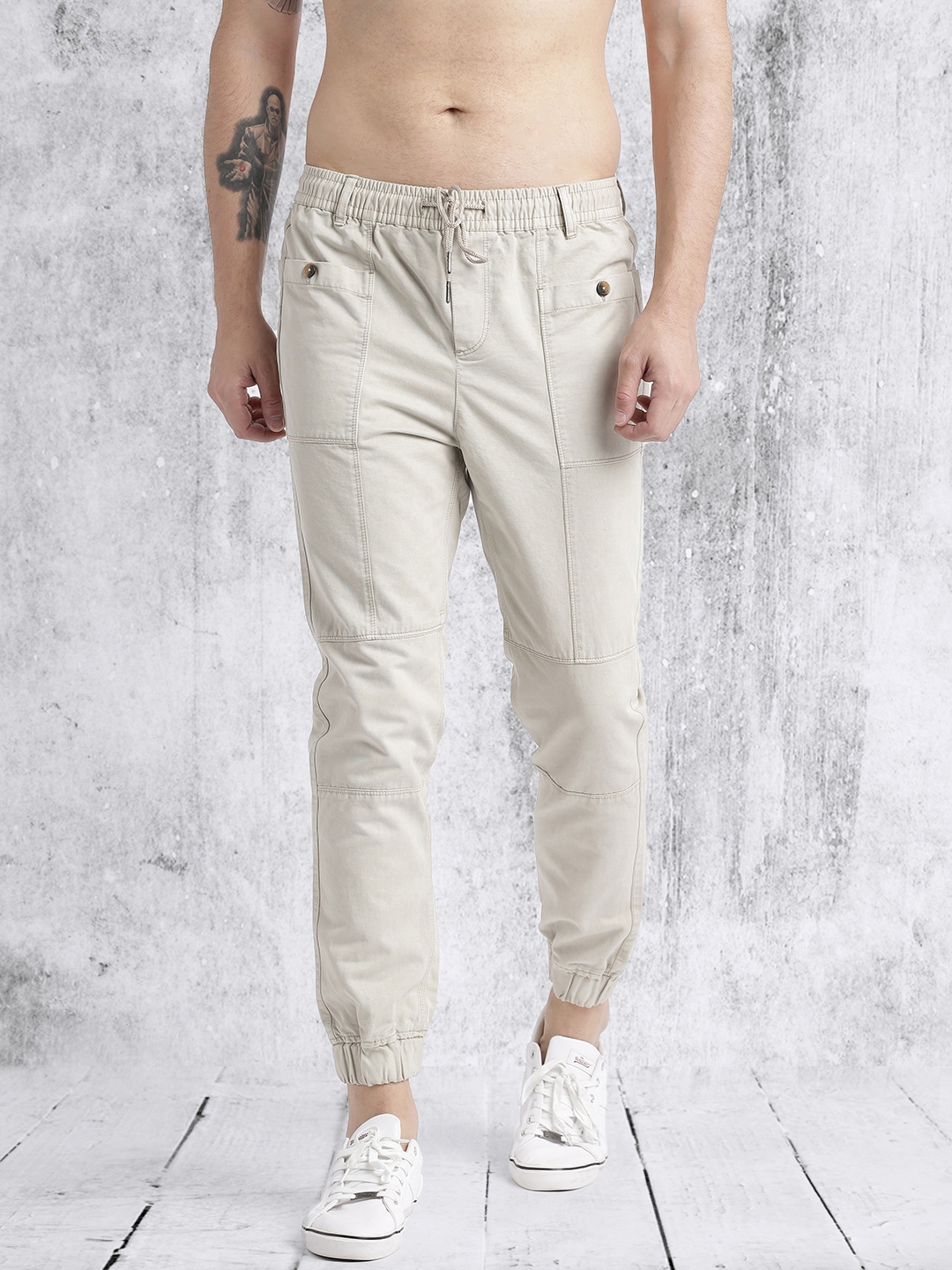 beige joggers set
