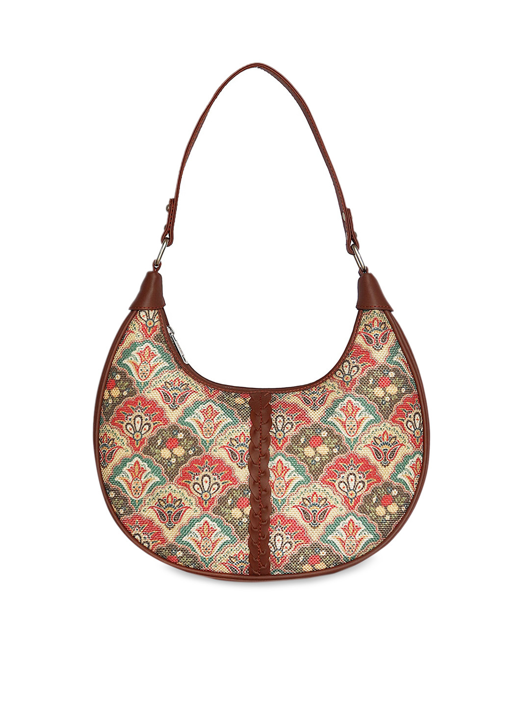 Buy ZOUK Multicoloured Floral Printed Half Moon Bag Handbags for