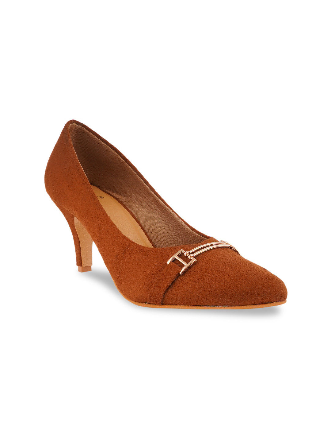 Buy SCENTRA Tan Brown Kitten Heeled Pumps Heels for Women 14943994