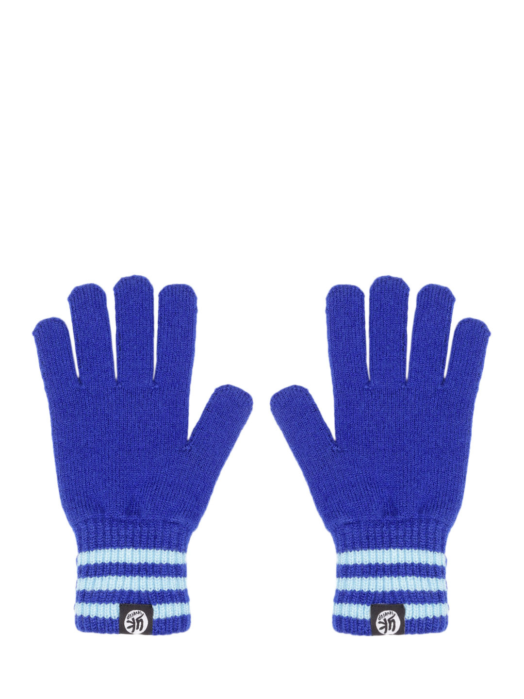 Buy YK Kids Blue Solid Hand Gloves With Striped Detail Gloves for