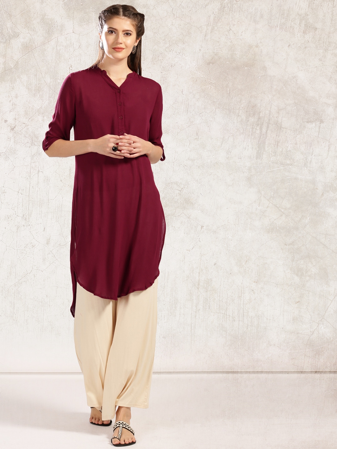 anouk maroon kurta set