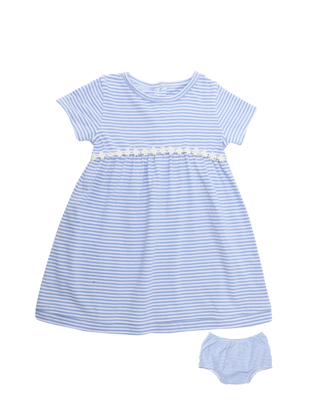 Buy Weedots Girls Blue Striped A Line Dress With Briefs - Dresses for ...