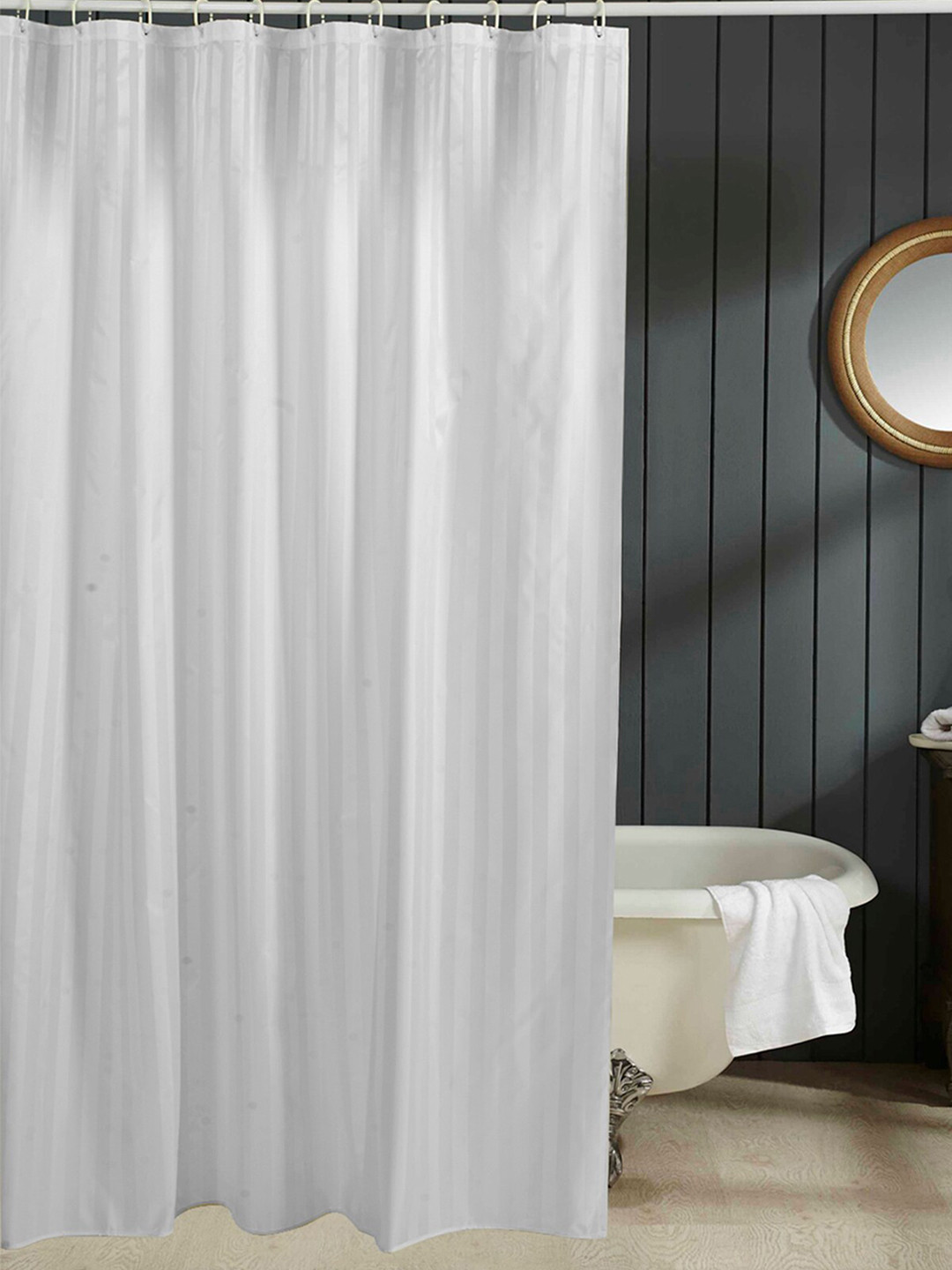 Buy OBSESSIONS White Solid Hilton Shower Curtain Shower Curtains for