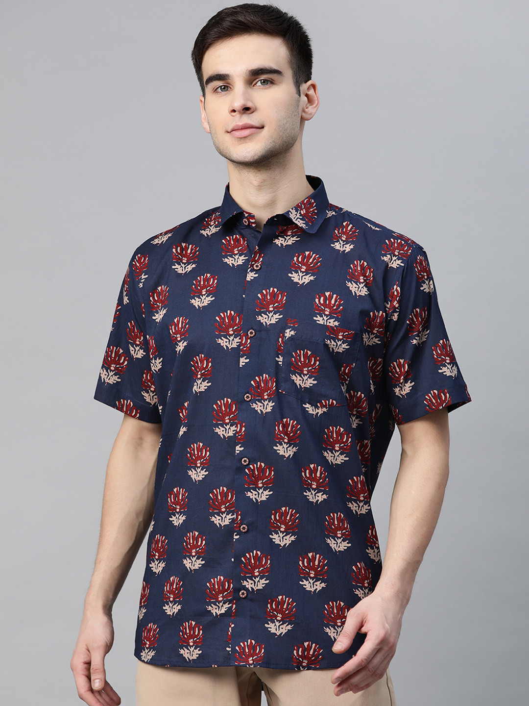 Millennial Men Maroon & Blue Cotton Full Sleeve Shirt For Men-Mmf0279 main image 0