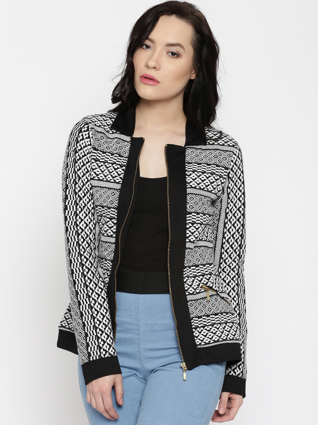 Buy AND Black & White Jacket Jackets for Women 1495688 Myntra
